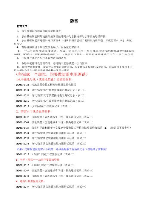 建筑工程防雷施工工序及所需资料