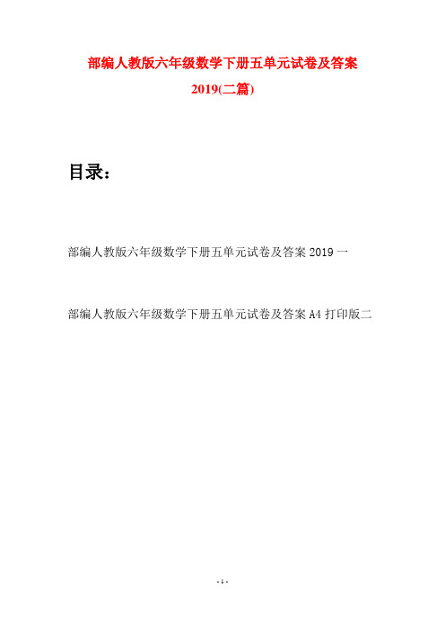 部编人教版六年级数学下册五单元试卷及答案2019(二套)