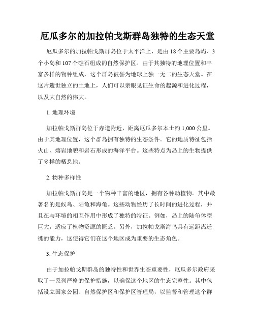 厄瓜多尔的加拉帕戈斯群岛独特的生态天堂