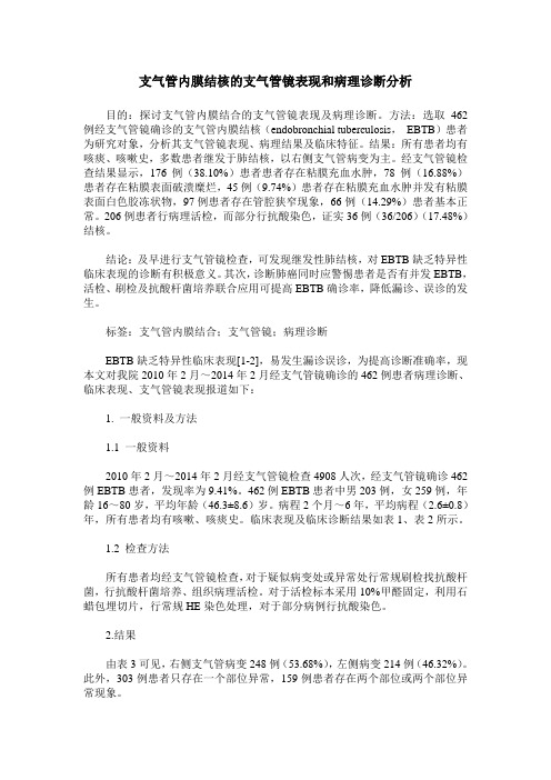 支气管内膜结核的支气管镜表现和病理诊断分析