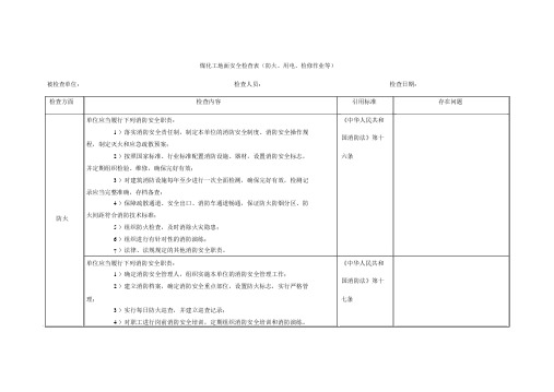 煤化工地面安全检查表