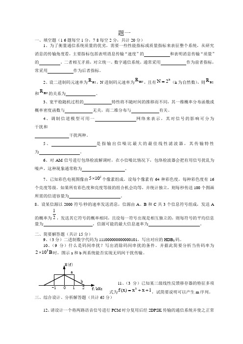 济南大学通信原理题库