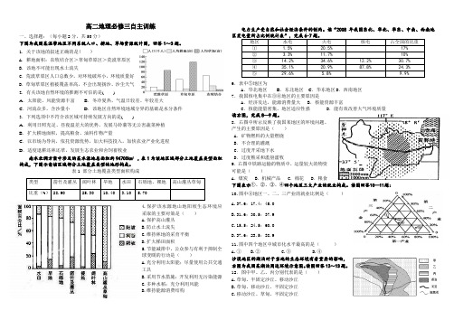 高二地理必修三自主检测含答案