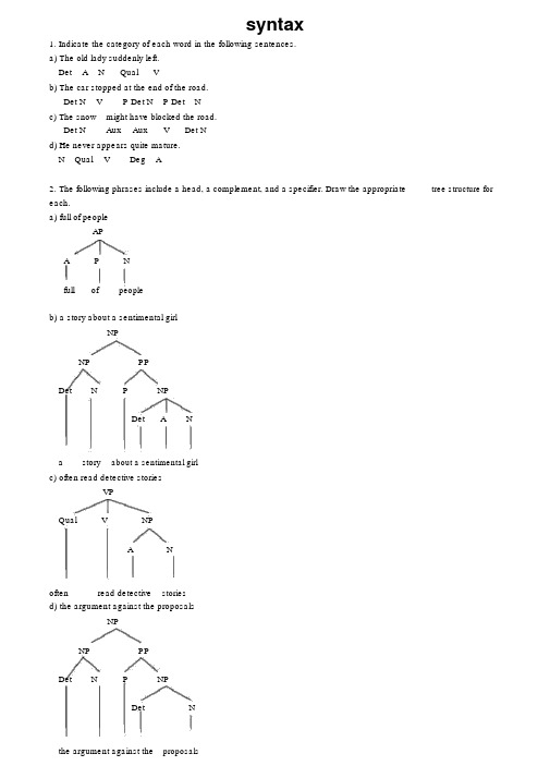 语言学第四单元课后答案syntax树状图thesrule