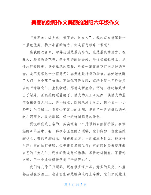 美丽的射阳作文美丽的射阳六年级作文