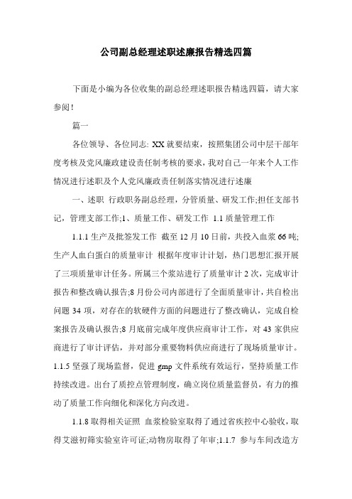 公司副总经理述职述廉报告精选四篇.doc