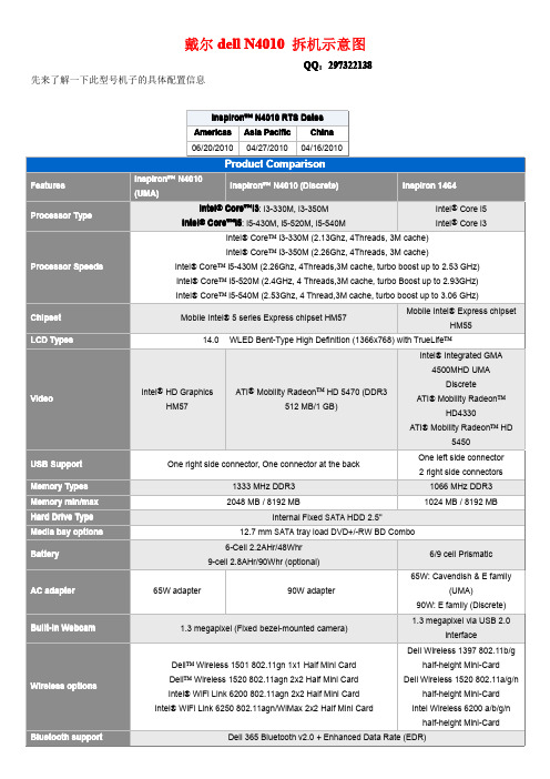 戴尔dell N4010 拆机示意图