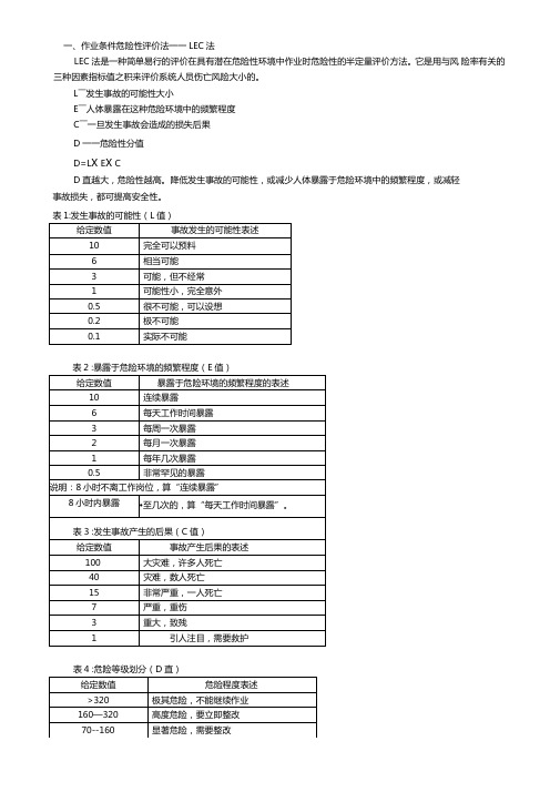 LEC危险源辨识法