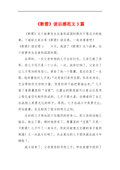 《断箭》读后感范文3篇
