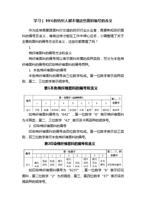 学习丨99%的纺织人都不懂这些面料编号的含义