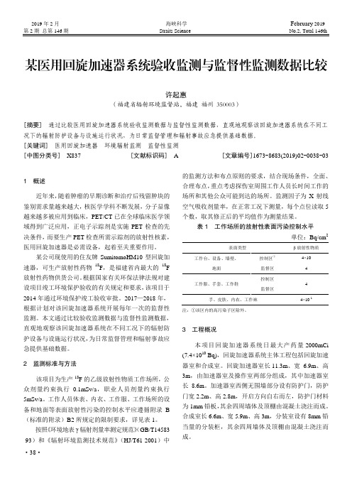 某医用回旋加速器系统验收监测与监督性监测数据比较