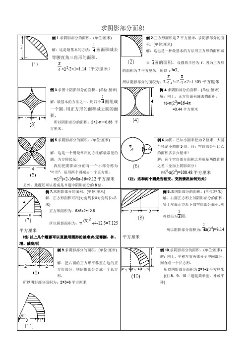 (完整word版)小学六年级求阴影部分面积试题和答案