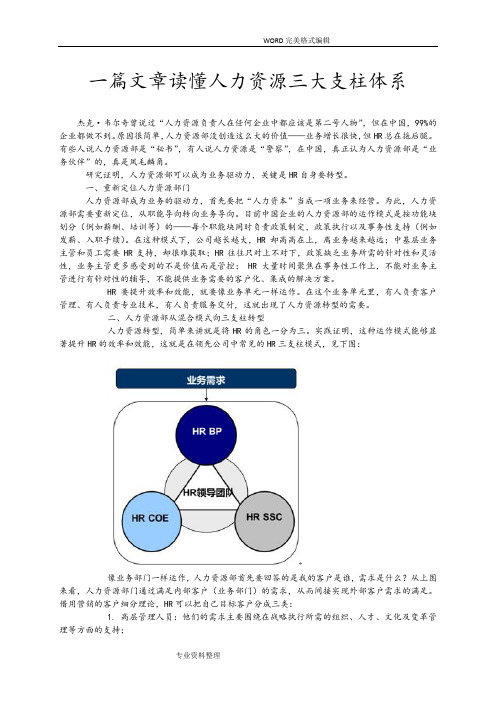 什么是人力资源三支柱体系