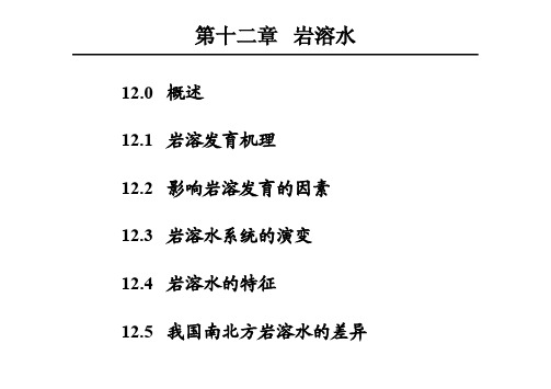 水文地质学课件 12岩溶水