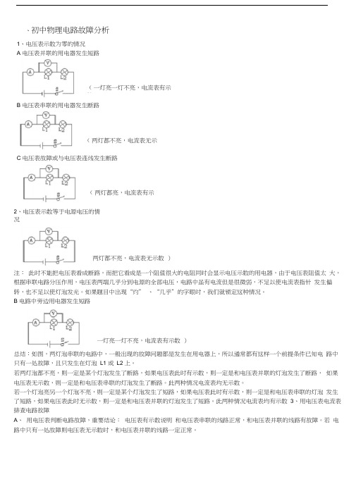 (完整版)初中物理电路故障分析--珍藏版