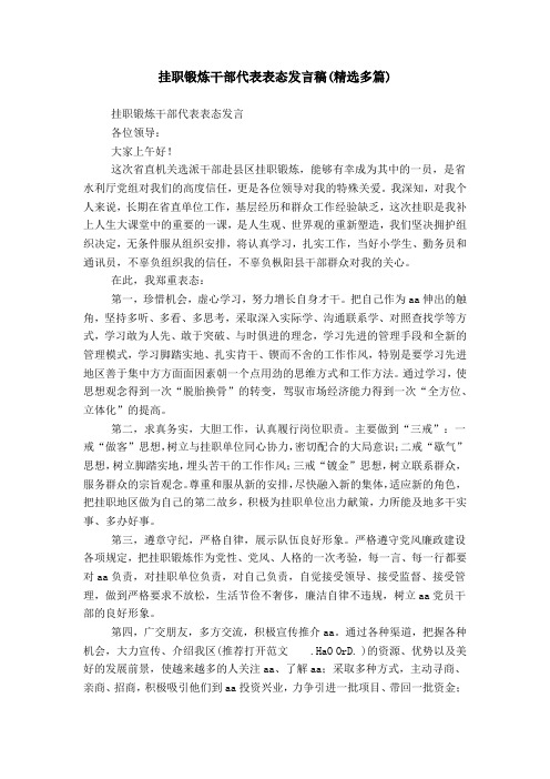 挂职锻炼干部代表表态发言稿