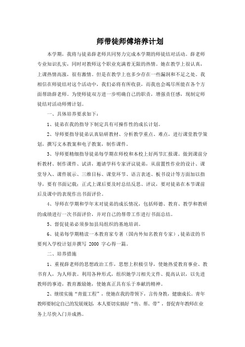 师带徒师傅培养计划