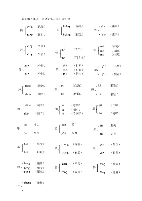 部编版五年级语文下册多音字