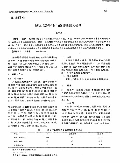 脑心综合征160例临床分析