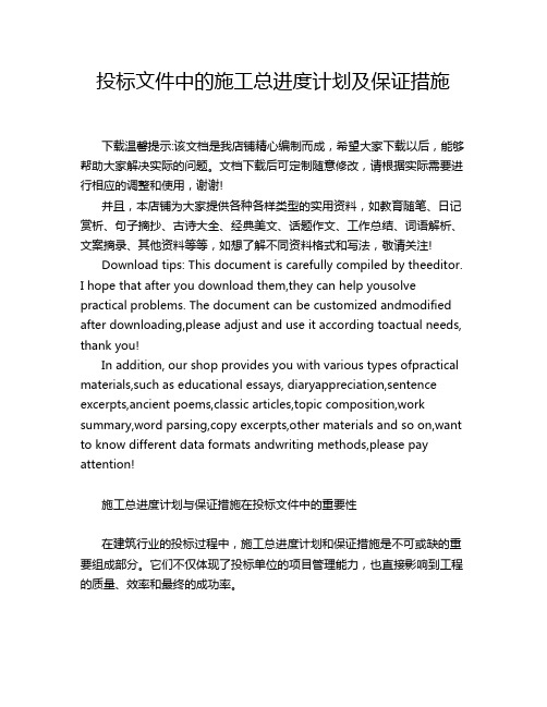 投标文件中的施工总进度计划及保证措施