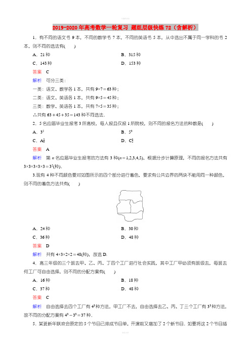 2019-2020年高考数学一轮复习 题组层级快练72(含解析)