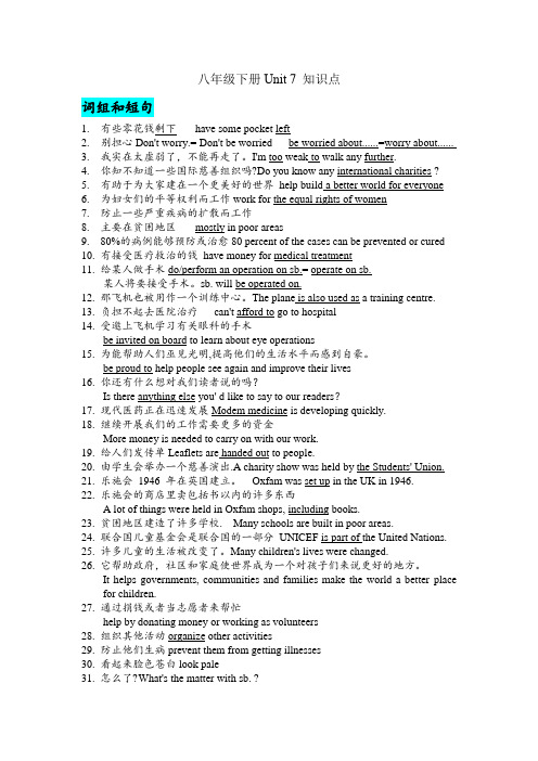 Unit7重点短语句子知识点讲解练习牛津译林版英语八年级下册(2)