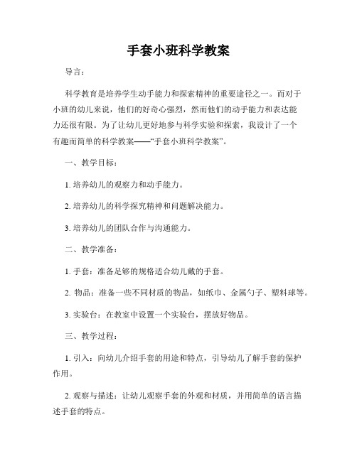 手套小班科学教案