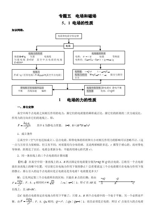 2010届高考物理电场和磁场1