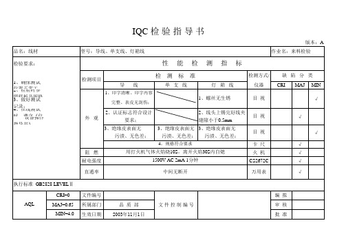 IQC检验指导书(线材)