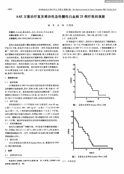 AAE方案治疗复发难治性急性髓性白血病25例疗效的观察