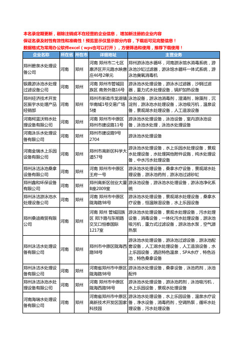 新版河南省郑州游泳池水处理工商企业公司商家名录名单联系方式大全28家