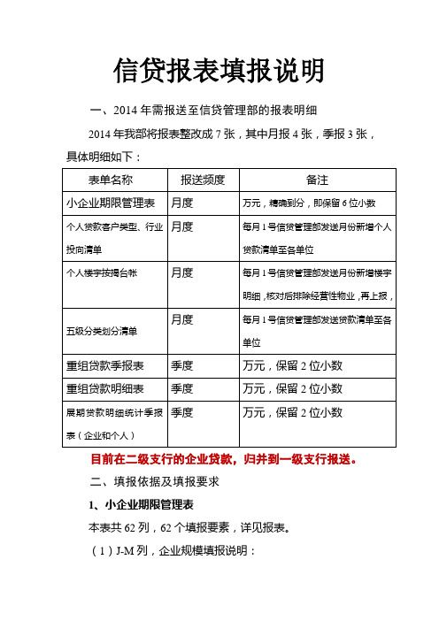 信贷报表填报说明