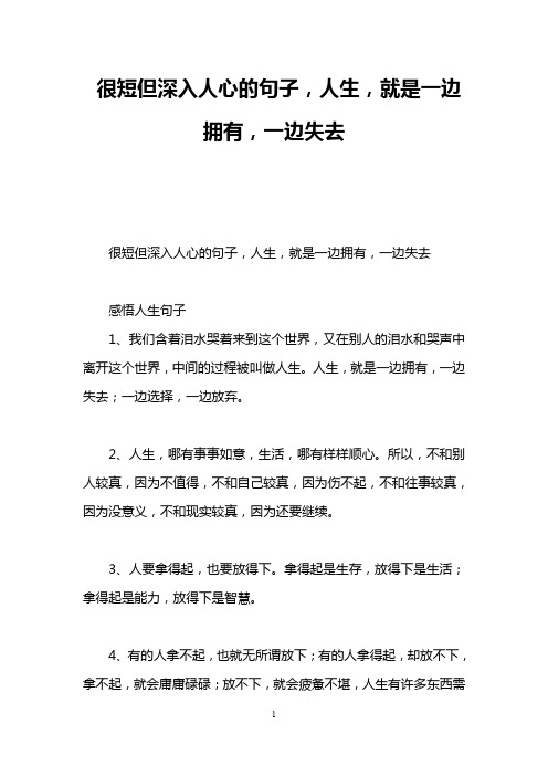 很短但深入人心的句子,人生,就是一边拥有,一边失去