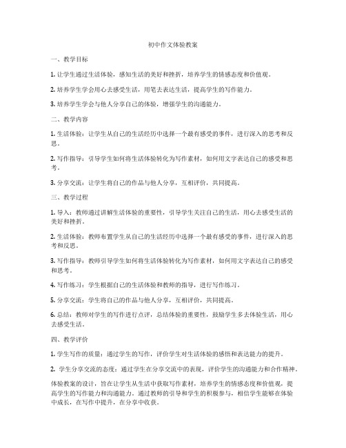 初中作文体验教案