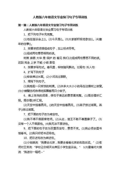 人教版六年级语文毕业复习句子专项训练