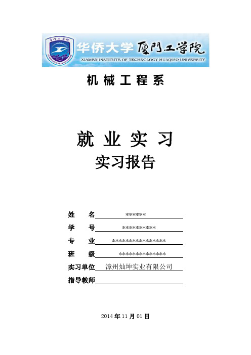 漳州灿坤就业实习报告