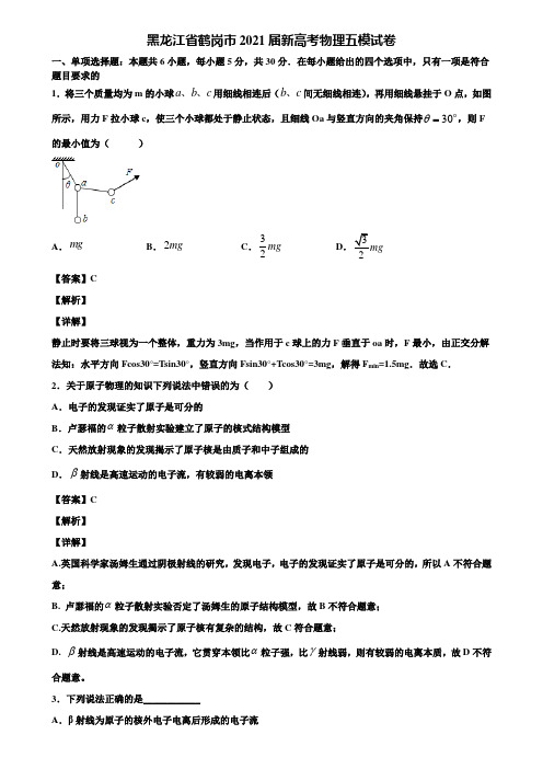 黑龙江省鹤岗市2021届新高考物理五模试卷含解析