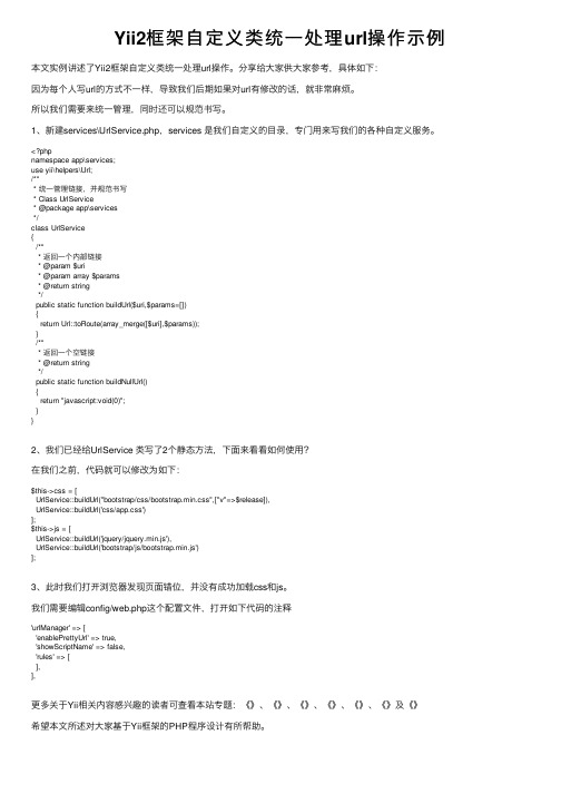 Yii2框架自定义类统一处理url操作示例