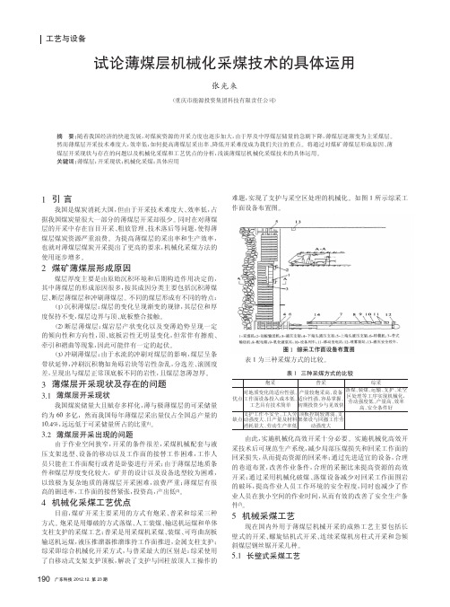 薄煤层机械化采煤技术的具体运用