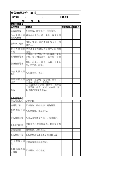 会务分工表