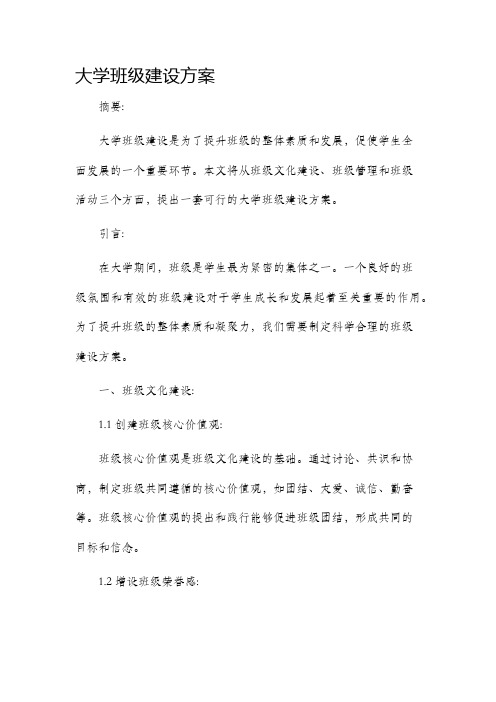 大学班级建设方案