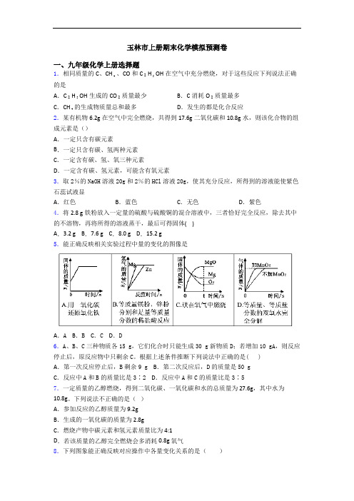 玉林市初三化学上册期末化学模拟预测卷