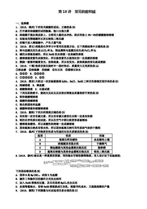 中考化学考点聚焦第18讲常见的酸和碱