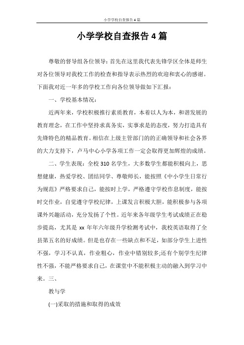 自查报告 小学学校自查报告4篇
