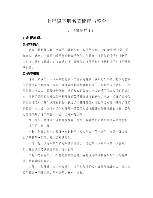 中考语文复习七年级下册名著梳理与整合(部编版)