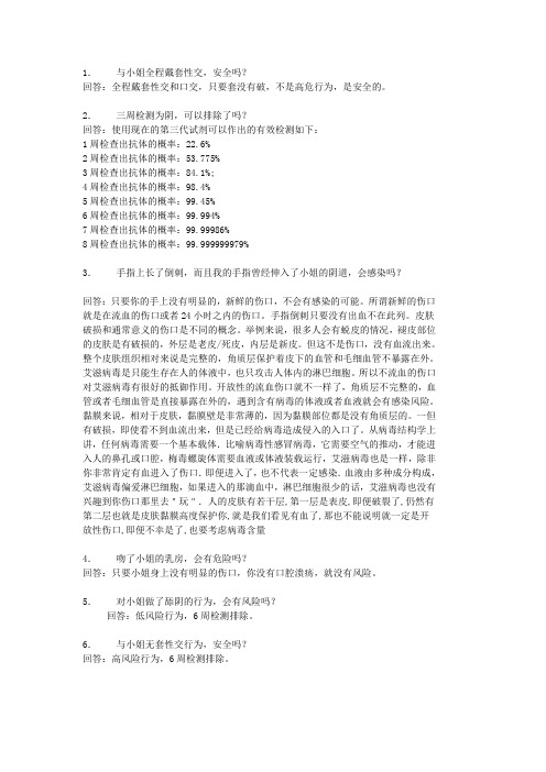 (转自知艾)恐友关于HIV问题的汇总