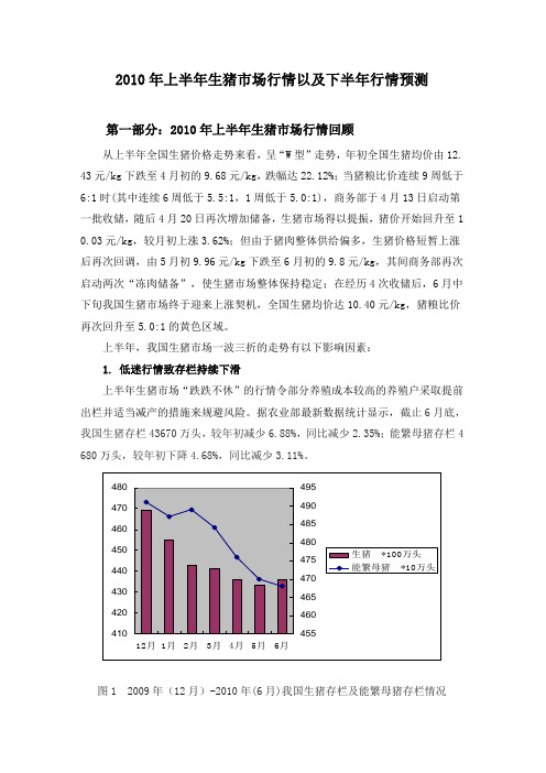 2010年上半年生猪市场行情回顾及下半年预测