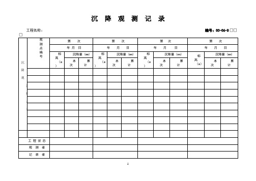 沉降观测记录表格