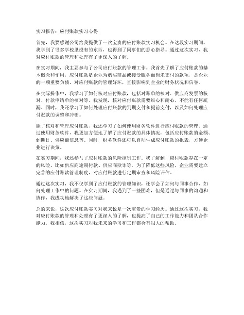 应付账款实习报告