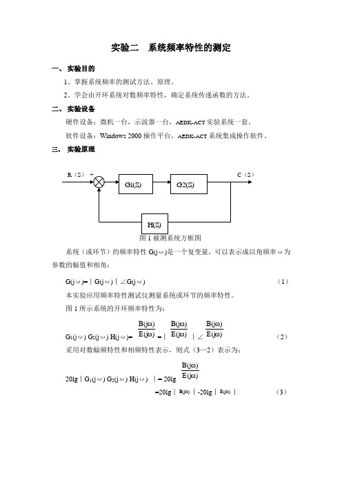 自动控制原理 系统频率特性的测定